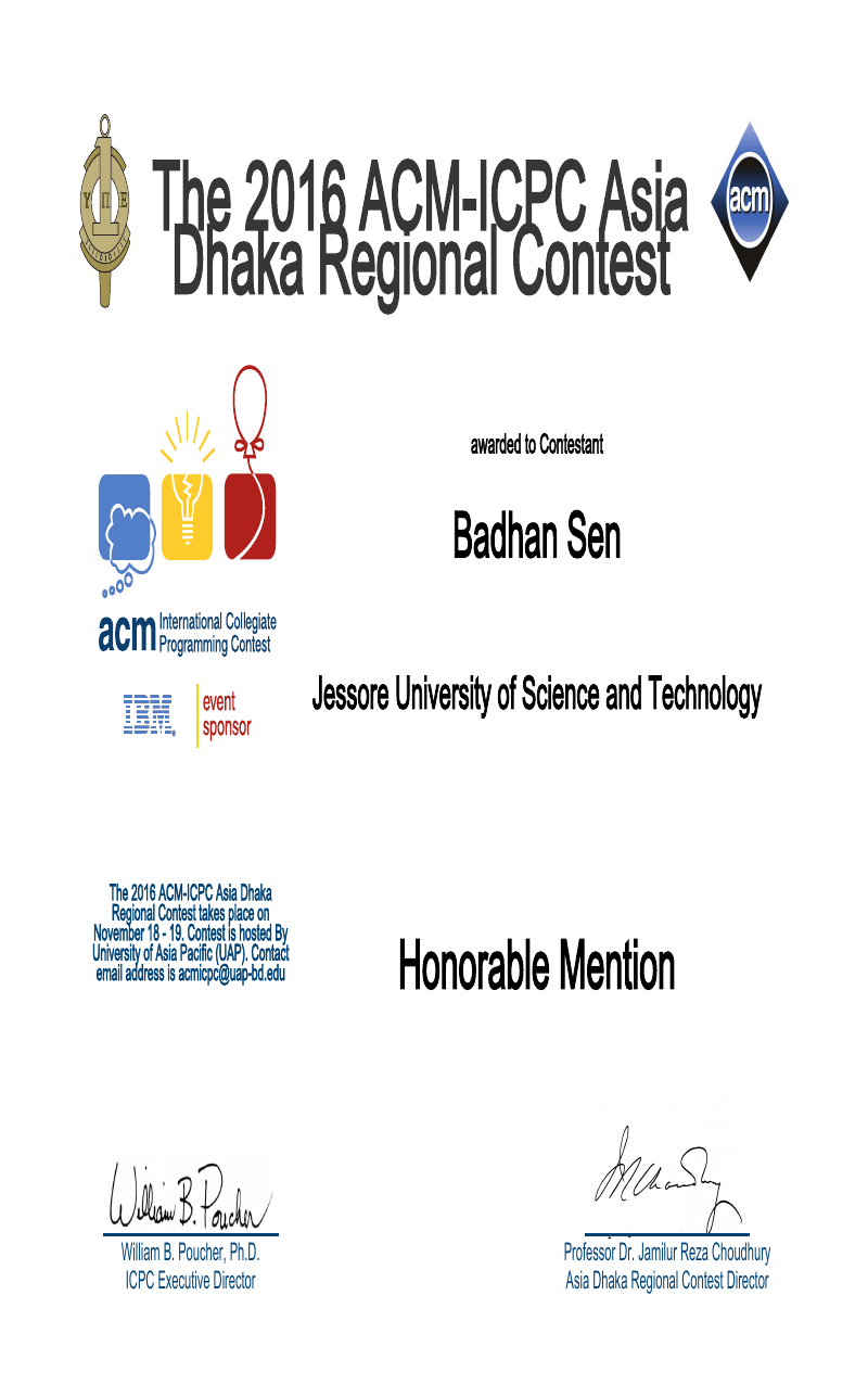 Asia Dhaka Regional 2016 - Placement Award