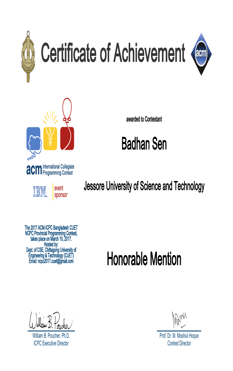 NCPC 2017 - Placement Award at CUET